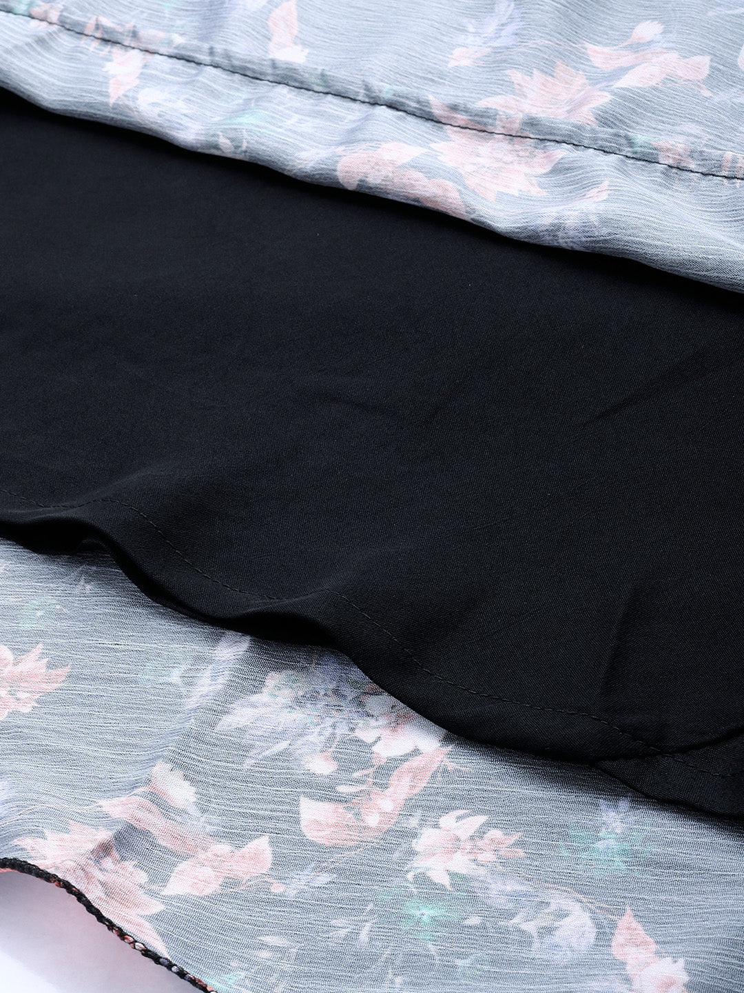 Bollywood Vogue Ready To Wear Black Chinon Digital Printed Gown - Detail View