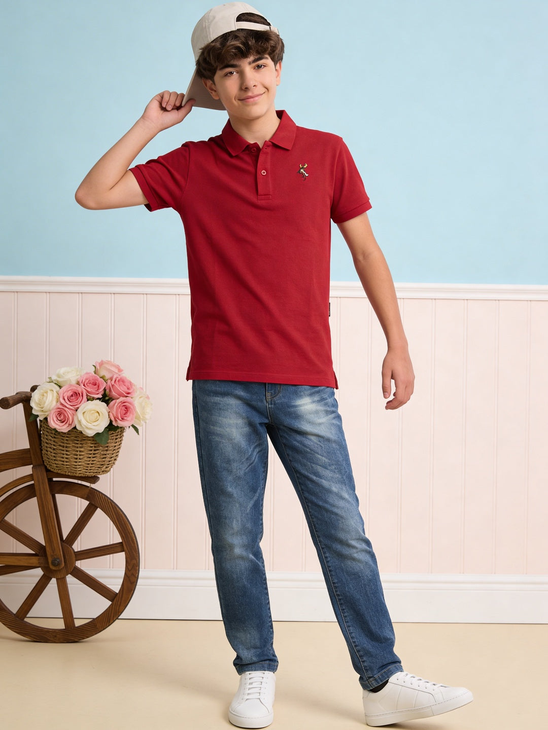 Lil Tomatoes Boys Cotton Pique Polo T-Shirt - Cranberry