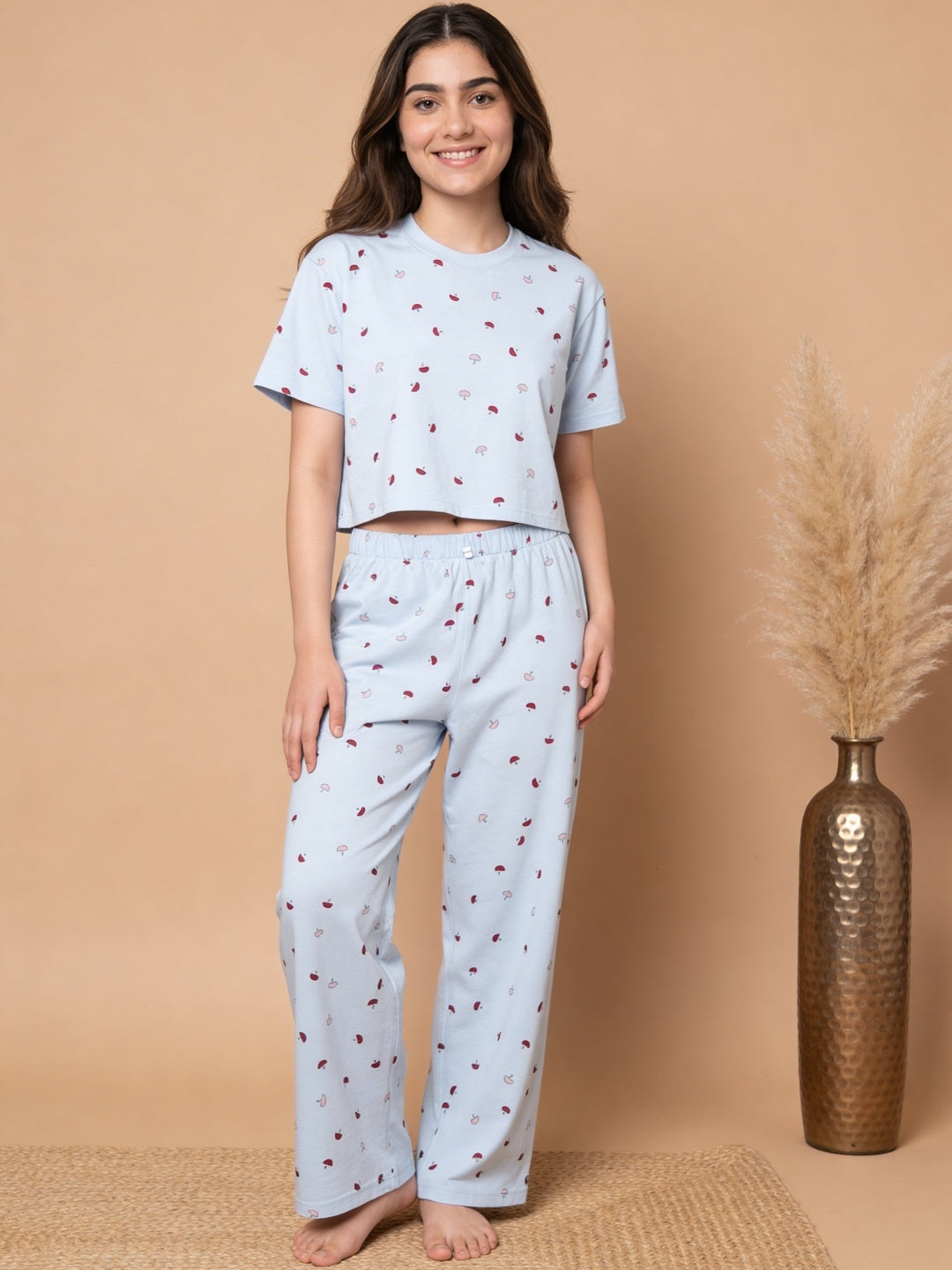 Lil Tomatoes Girls Cotton Night Suits - Powder Blue