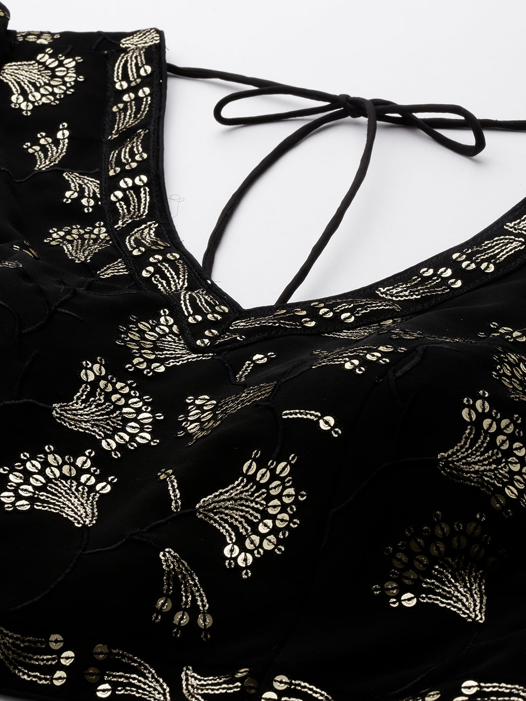 Bollywood Vogue Ready To Wear Black Georgette Embroidered Sequins Lehenga Set - Look Shot