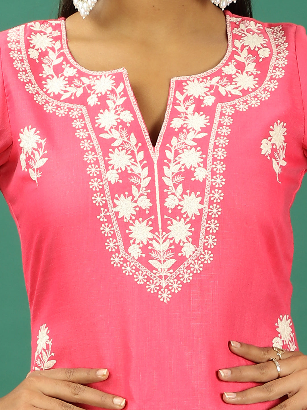 Bollywood Vogue Ready To Wear Pink Rayon Embroidered Straight Pant Suit - Additional View 1
