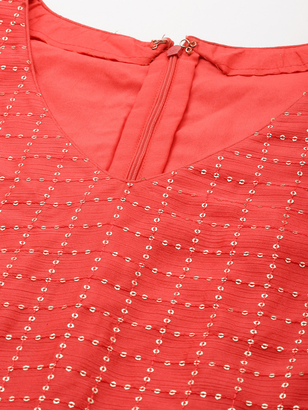Bollywood Vogue Ready To Wear Coral Pink Chinon Embroidered Sequins Sharara Suit - Additional View 1