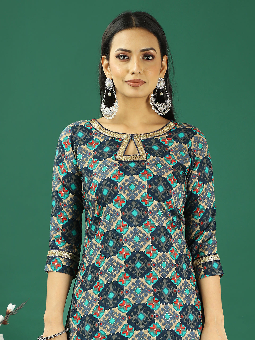 Bollywood Vogue Ready To Wear Multicolored Printed Viscose Kurta Set - Look Shot