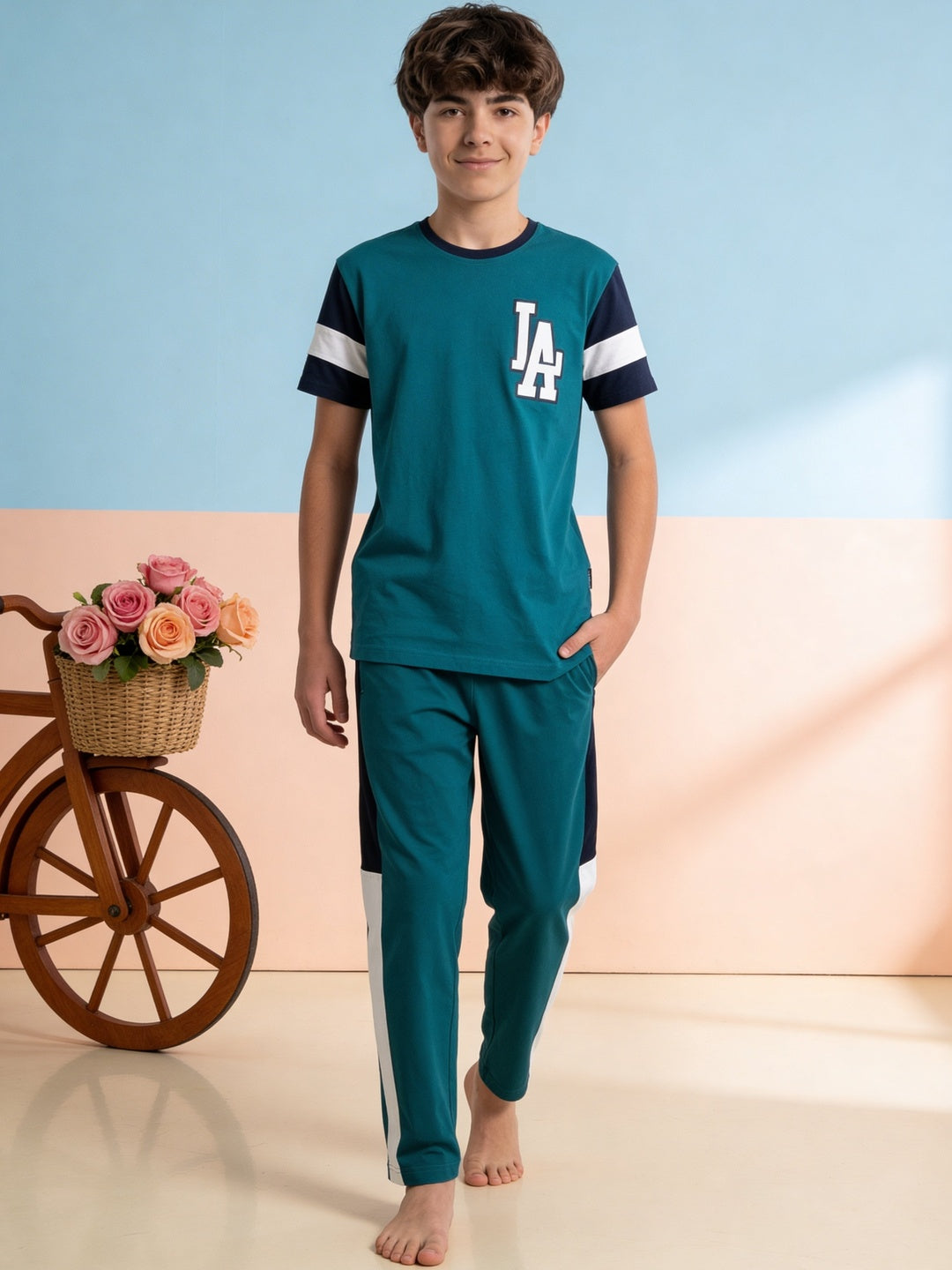 Lil Tomatoes Boys Cotton Night Suits - Teal