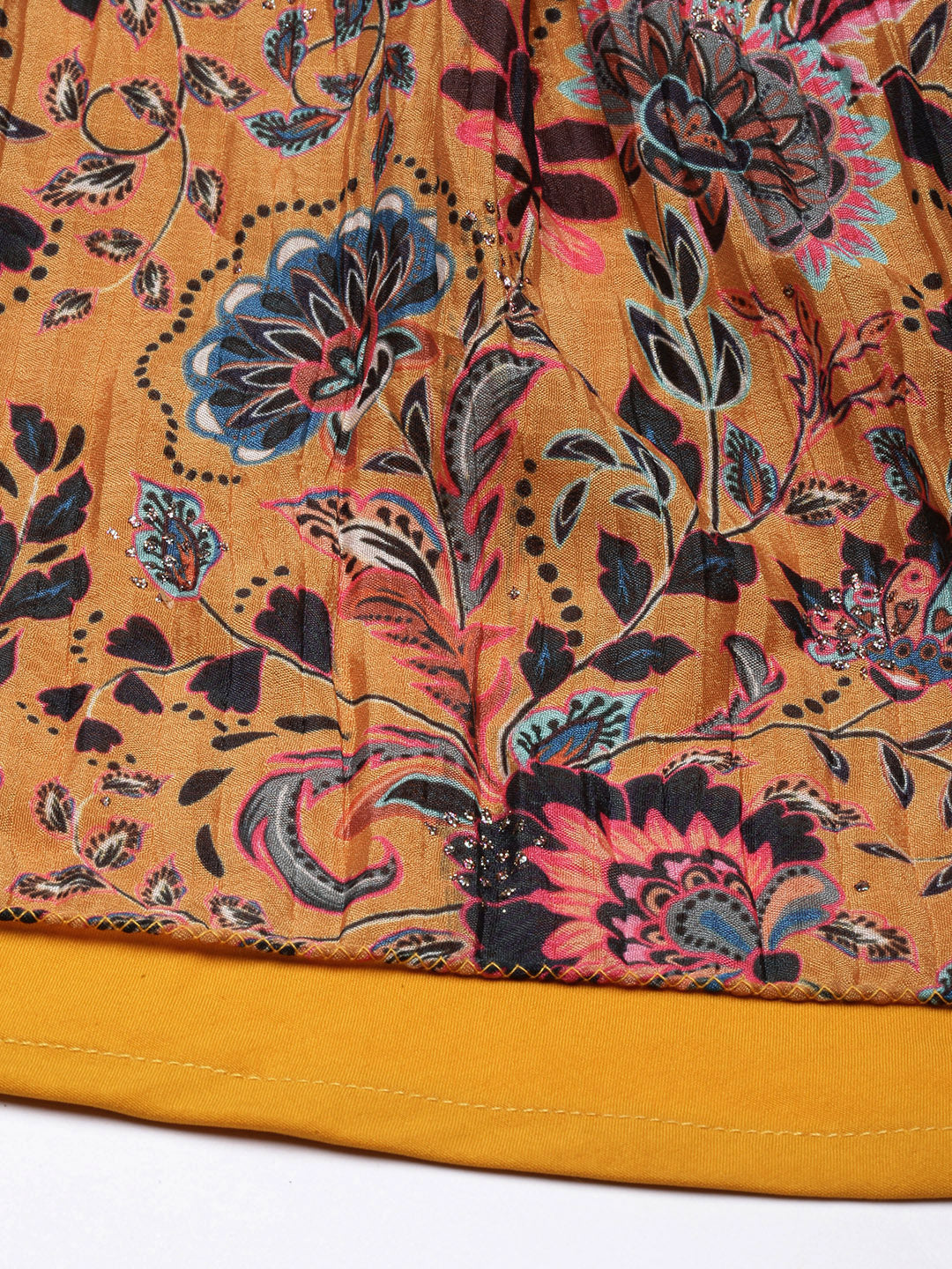 Bollywood Vogue Ready To Wear Yellow chinon Foil Printed Skirt Set - Look Shot