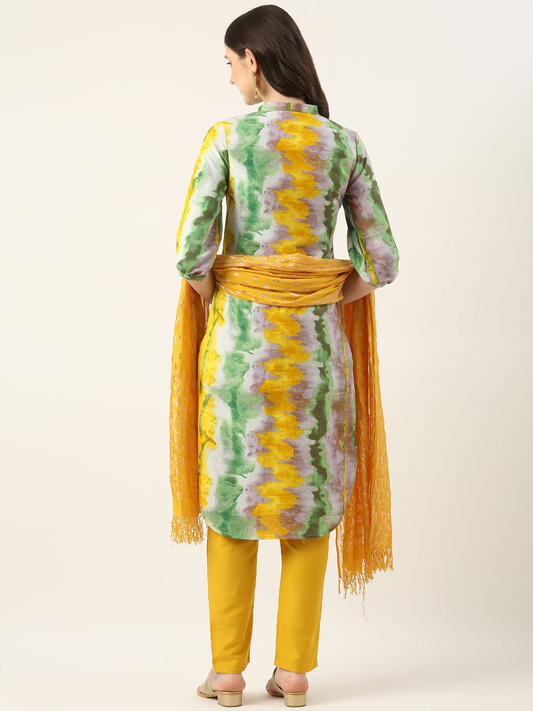 Bollywood Vogue Ready To Wear Multicolored Rayon Printed Straight Pant Suit - Detail View