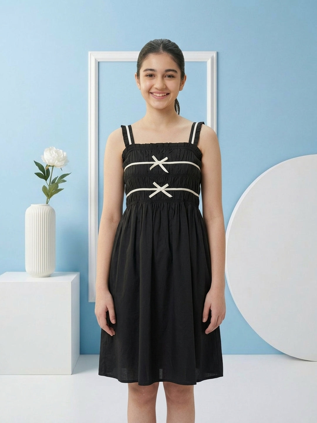 Lil Tomatoes Girls Cotton Dress - Black