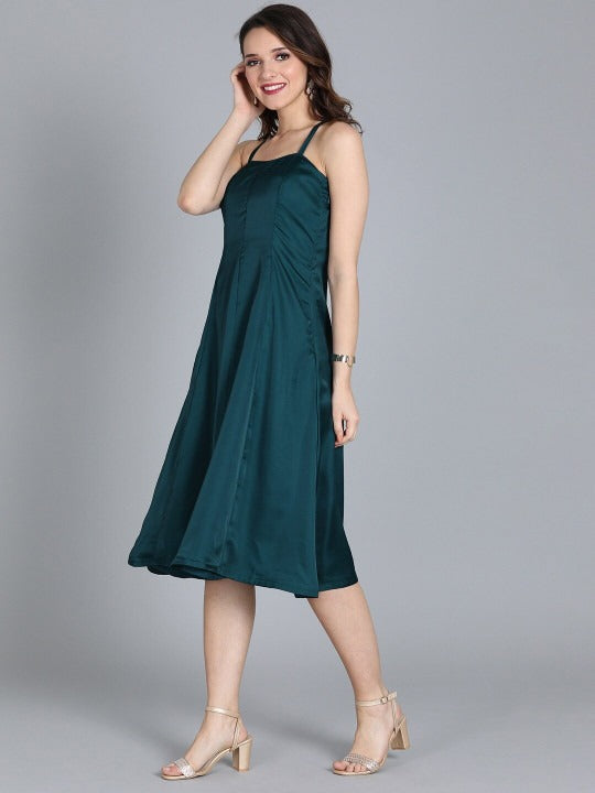 Bollywood Vogue Ready To Wear Green Coat Styled Dress - Back View