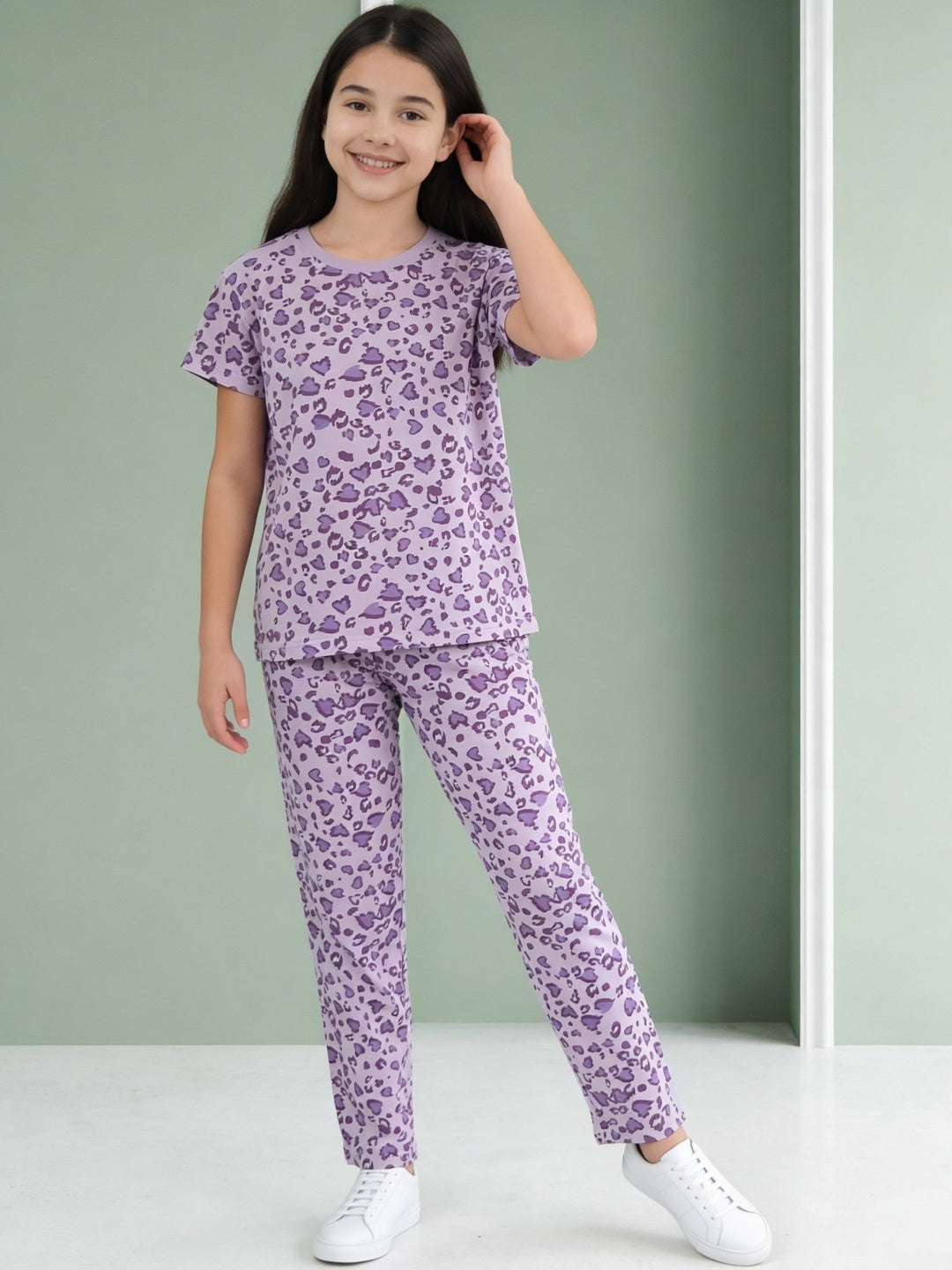 Lil Tomatoes Girls Cotton Night Suits - Lilac