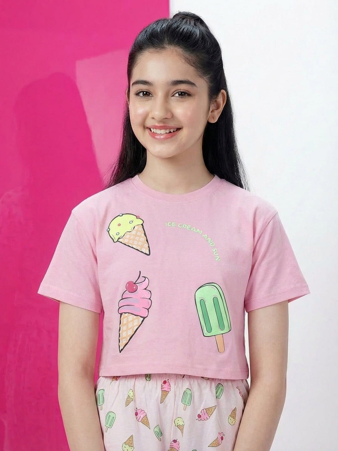 Lil Tomatoes Girls Cotton Night Suits - Candy Pink