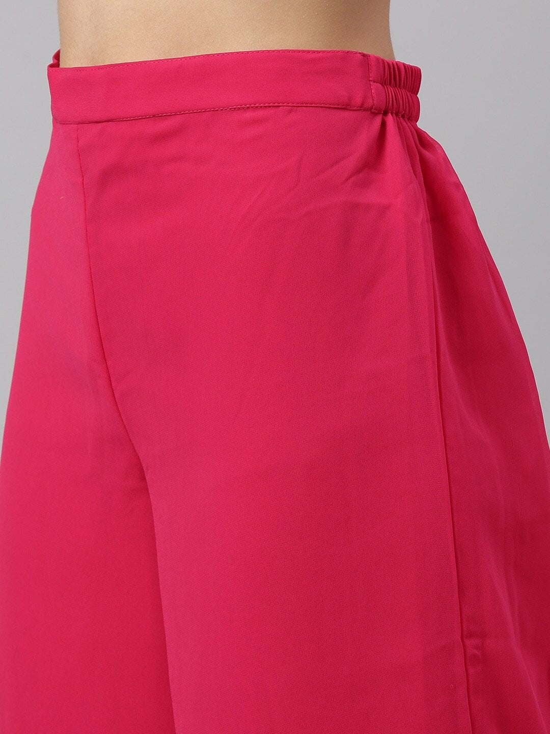 Bollywood Vogue Ready To Wear Pink N Multicolored Collar Neck Wide Leg Pant Set - Additional View 2