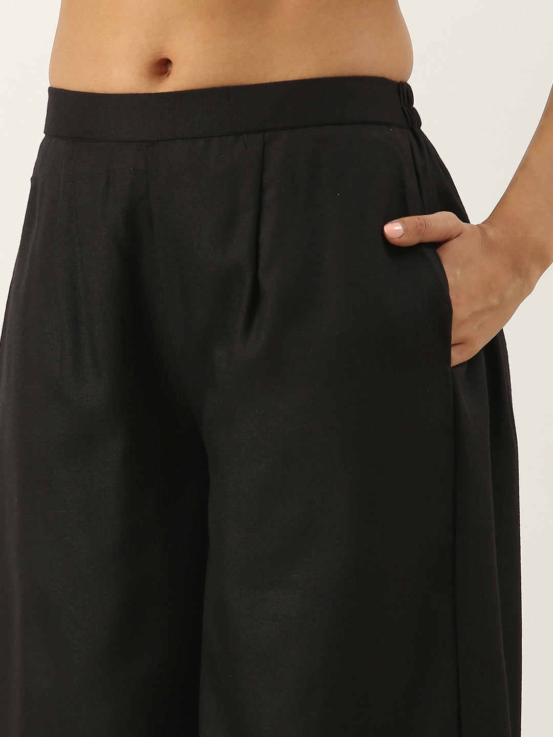 Bollywood Vogue Ready To Wear Black Embroidered Wide Leg Pant Set - Side View