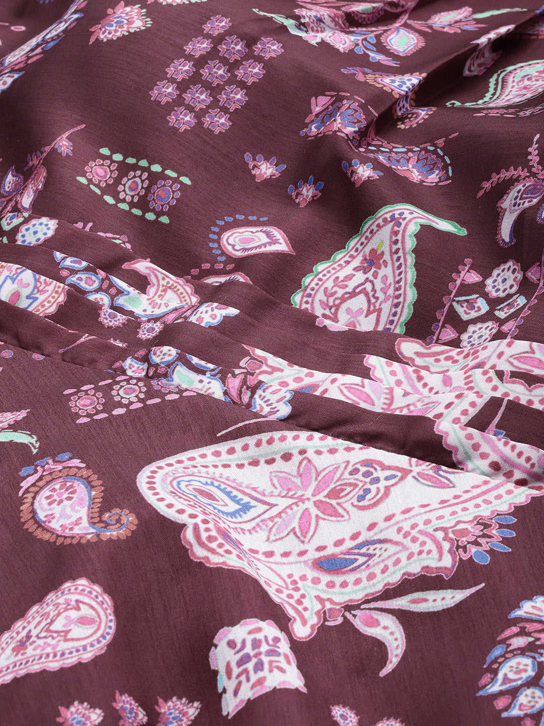 Bollywood Vogue Ready To Wear Maroon Digital Printed Kota Silk Gown - Additional View 2