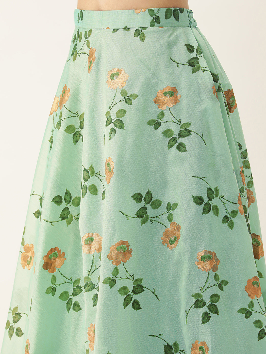 Bollywood Vogue Ready To Wear Green Art Silk Foli Print Co Ords Sets - Additional View 2