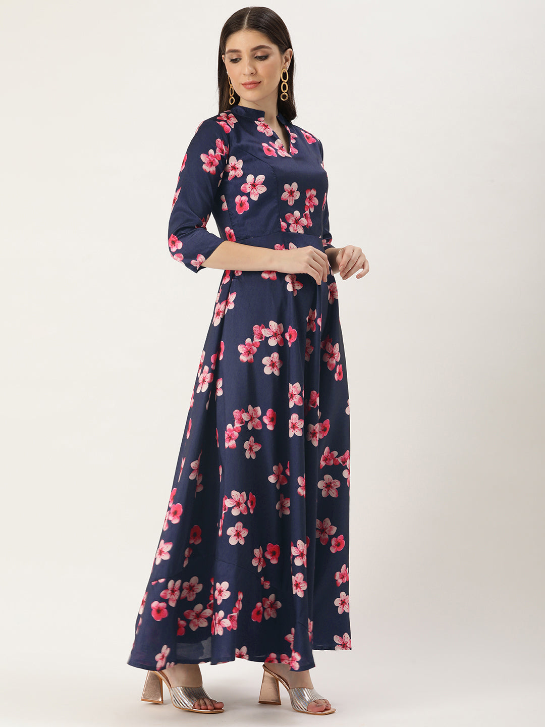 Bollywood Vogue Ready To Wear Blue Printed N Mauve Georgette Anarkali Suit - Look Shot