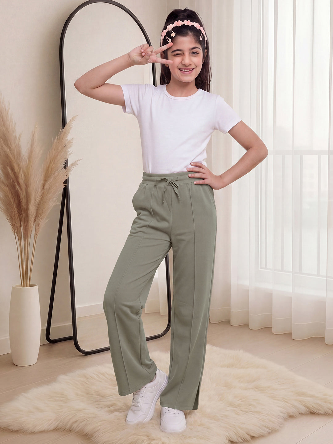 Lil Tomatoes Girls Cotton Looper Trackpant - Silver