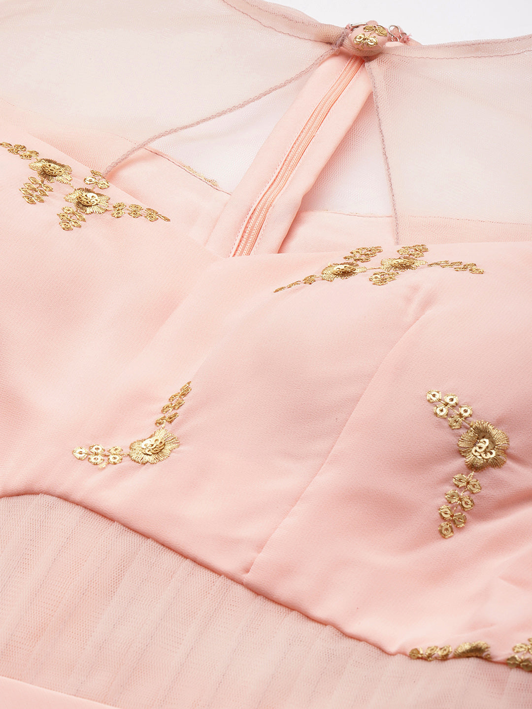 Bollywood Vogue Ready To Wear Peach Georgette Embroidered Gown - Additional View 2