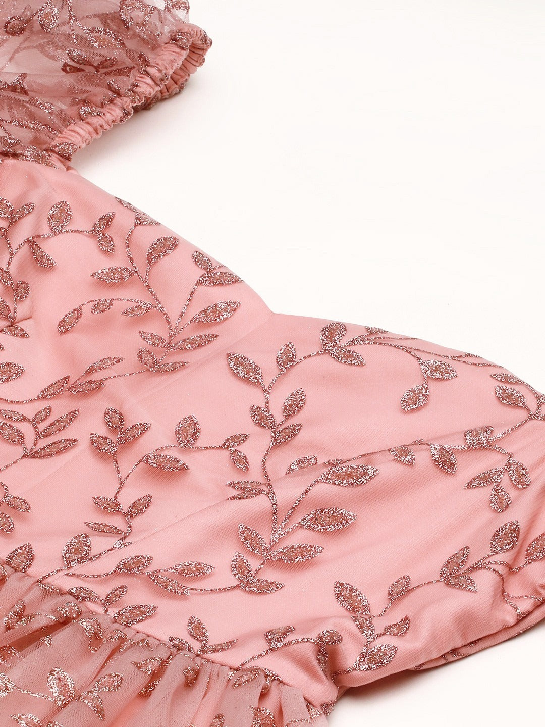 Bollywood Vogue Ready To Wear Pink Foil Printed Net Dress - Additional View 1