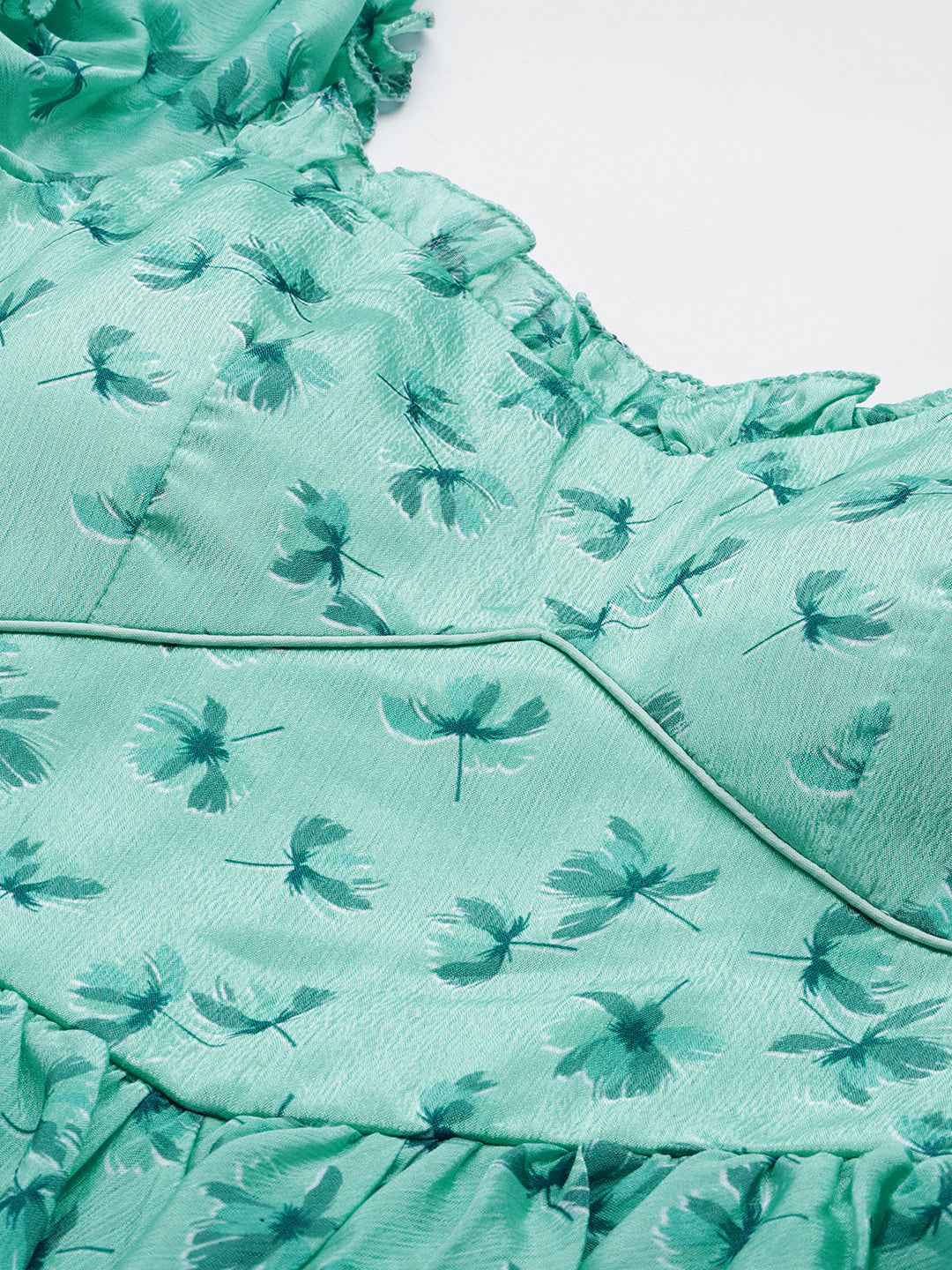 Bollywood Vogue Ready To Wear Mint Blue Chinon Digital Printed Dress - Additional View 1