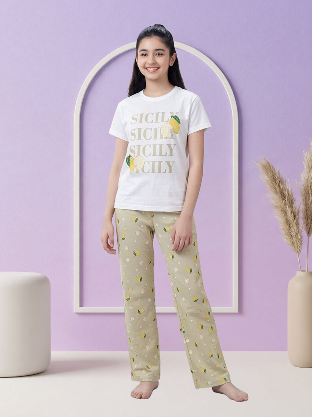 Lil Tomatoes Girls Cotton Night Suits - Oil Green