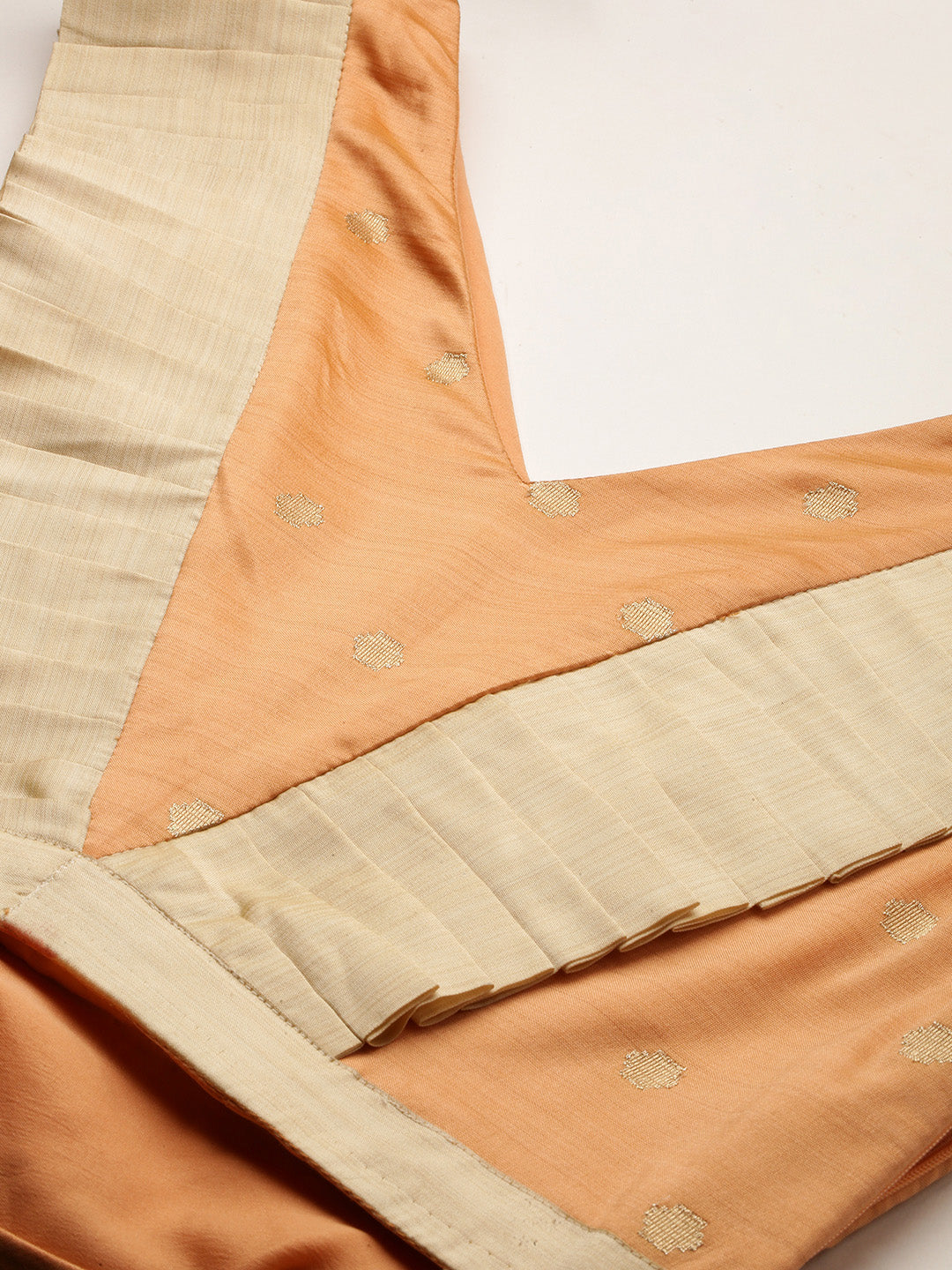 Bollywood Vogue Ready To Wear Peach Art Silk Jacquard Ruffled Dress - Additional View 1
