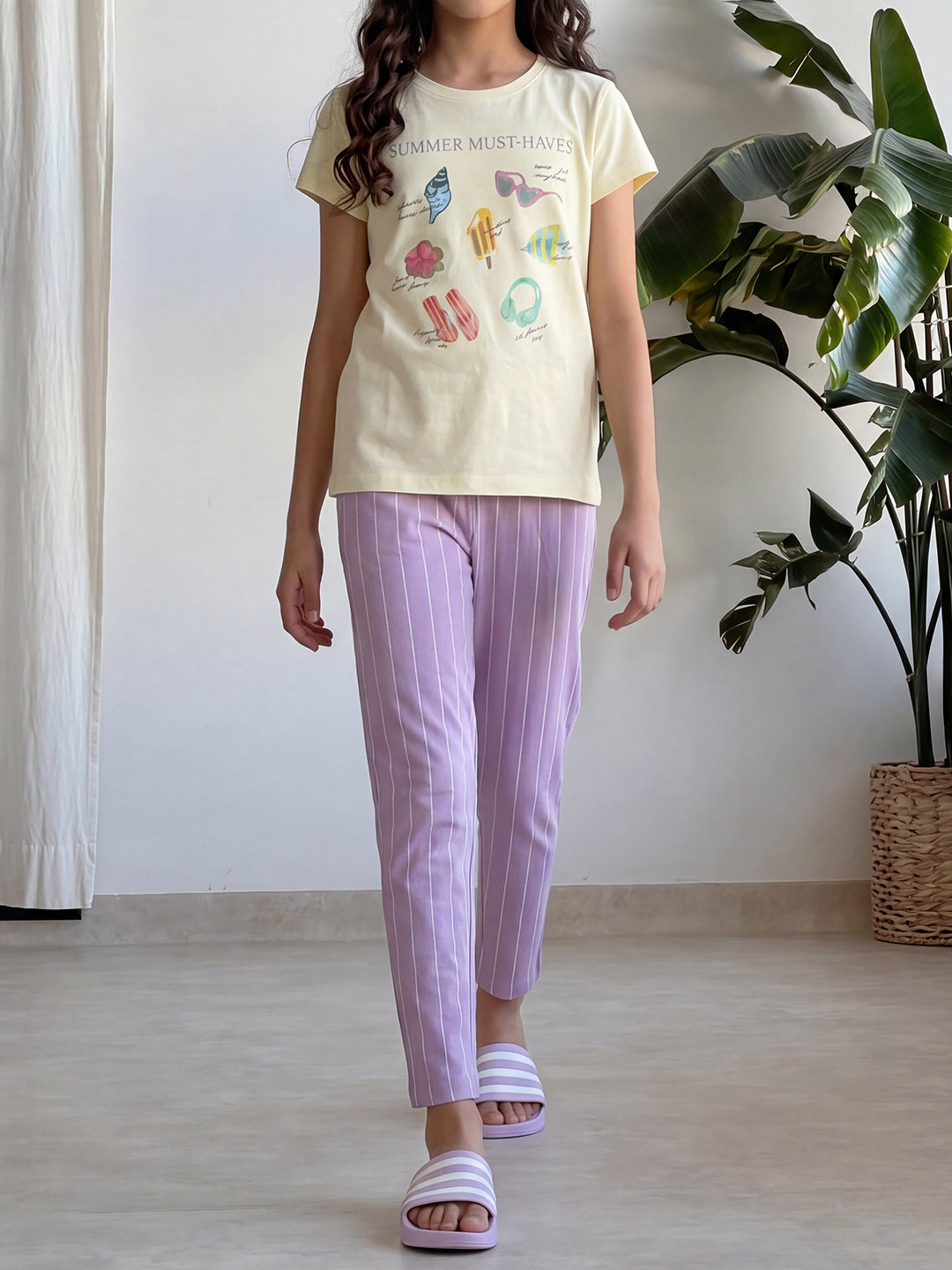 Lil Tomatoes Girls Cotton Night Suits - Pale Yellow