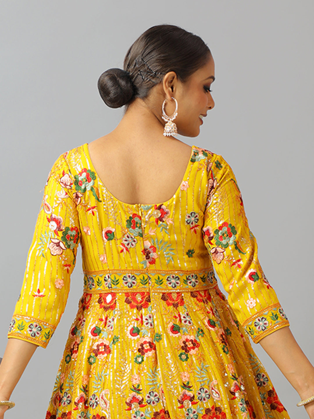 Bollywood Vogue Ready To Wear Classic Top N Mustard Embroidered Anarkali Suit - Look Shot
