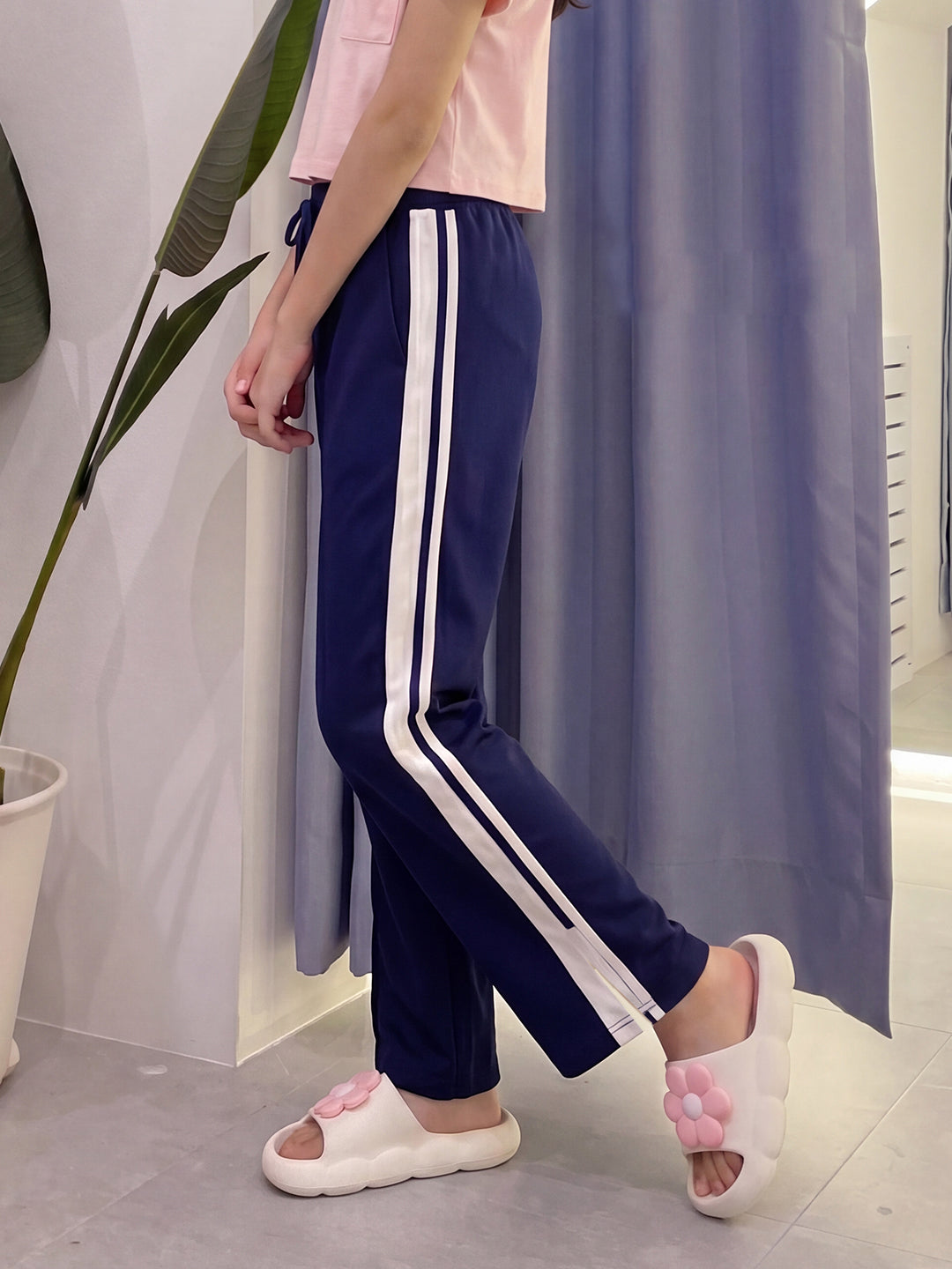 Lil Tomatoes Girls Cotton Looper Trackpant - Navy Blue