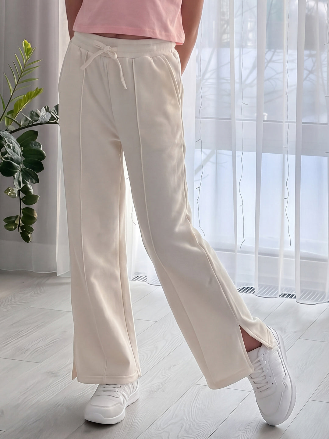Lil Tomatoes Girls Cotton Looper Trackpant - White