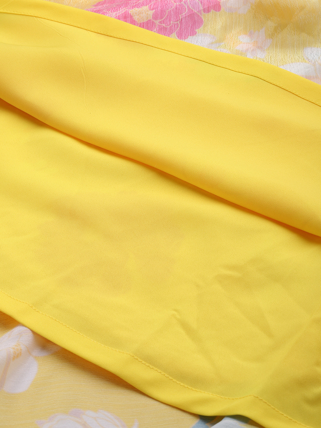 Bollywood Vogue Ready To Wear Yellow Digital Printed Chinon Smocking Dress - Look Shot