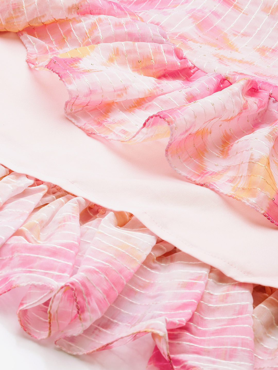 Bollywood Vogue Ready To Wear Multicolored Georgette Printed Dress - Detail View