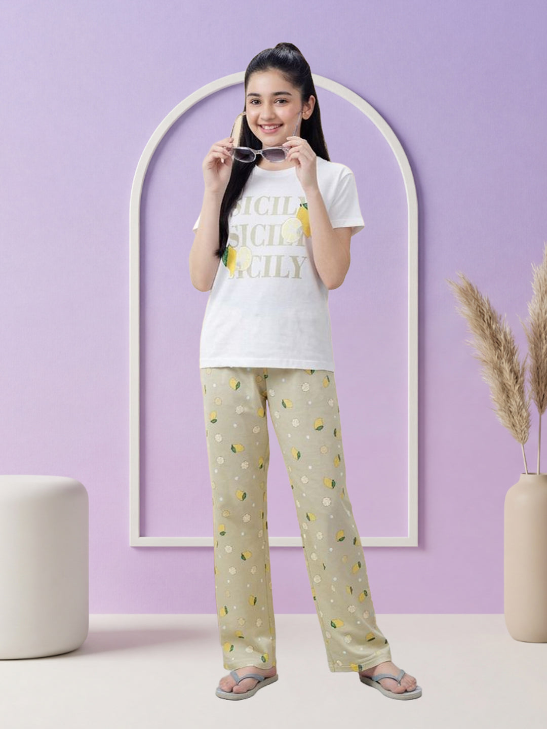 Lil Tomatoes Girls Cotton Night Suits - Oil Green