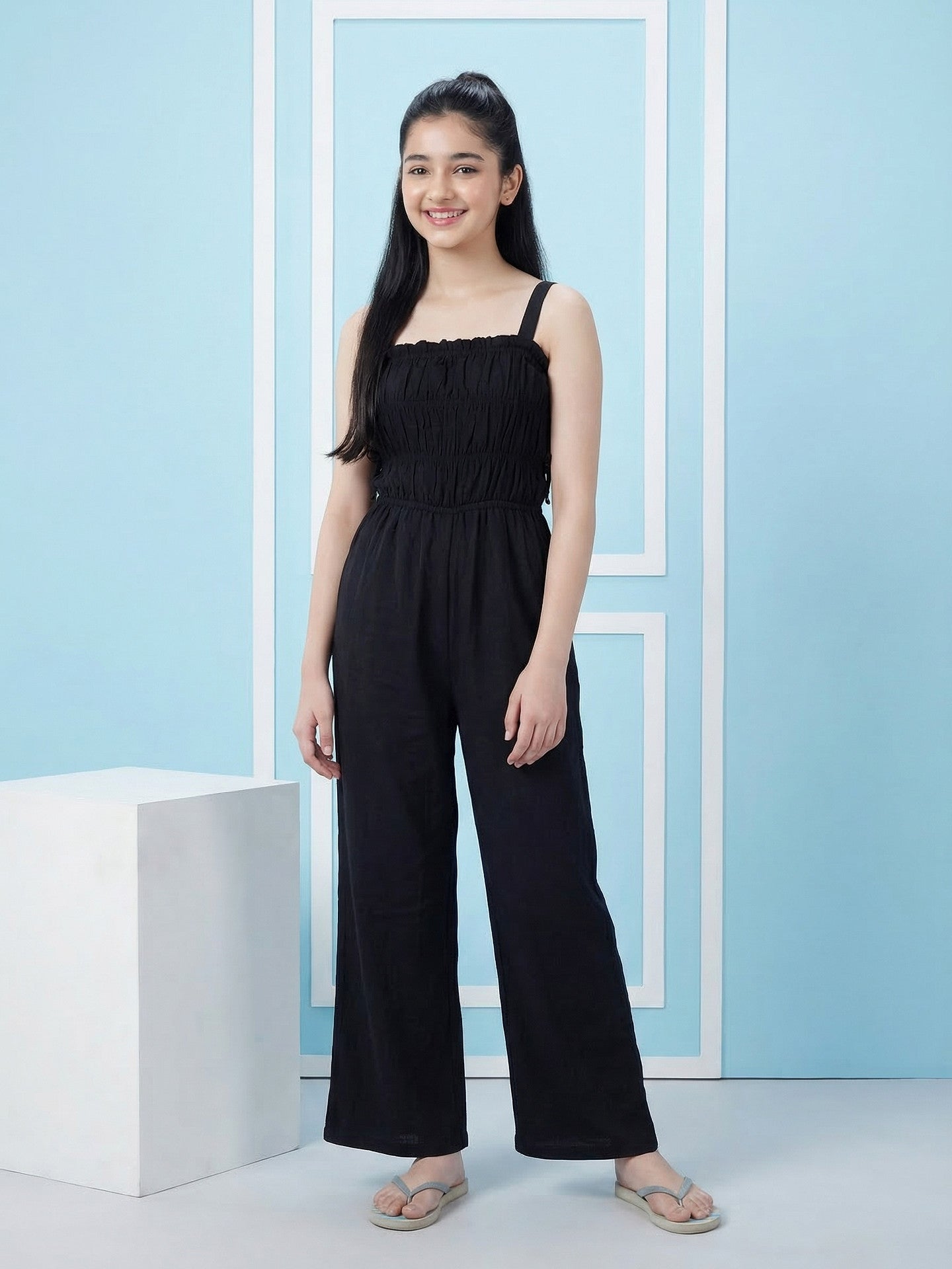 Lil Tomatoes Girls Cotton Jumpsuits - Black