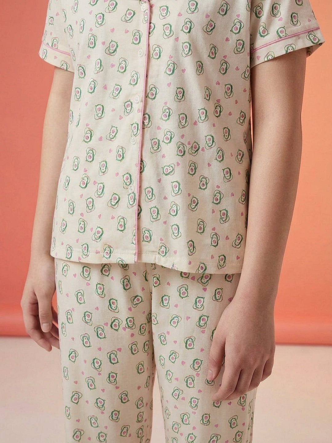 Lil Tomatoes Girls Cotton Night Suits - Cream