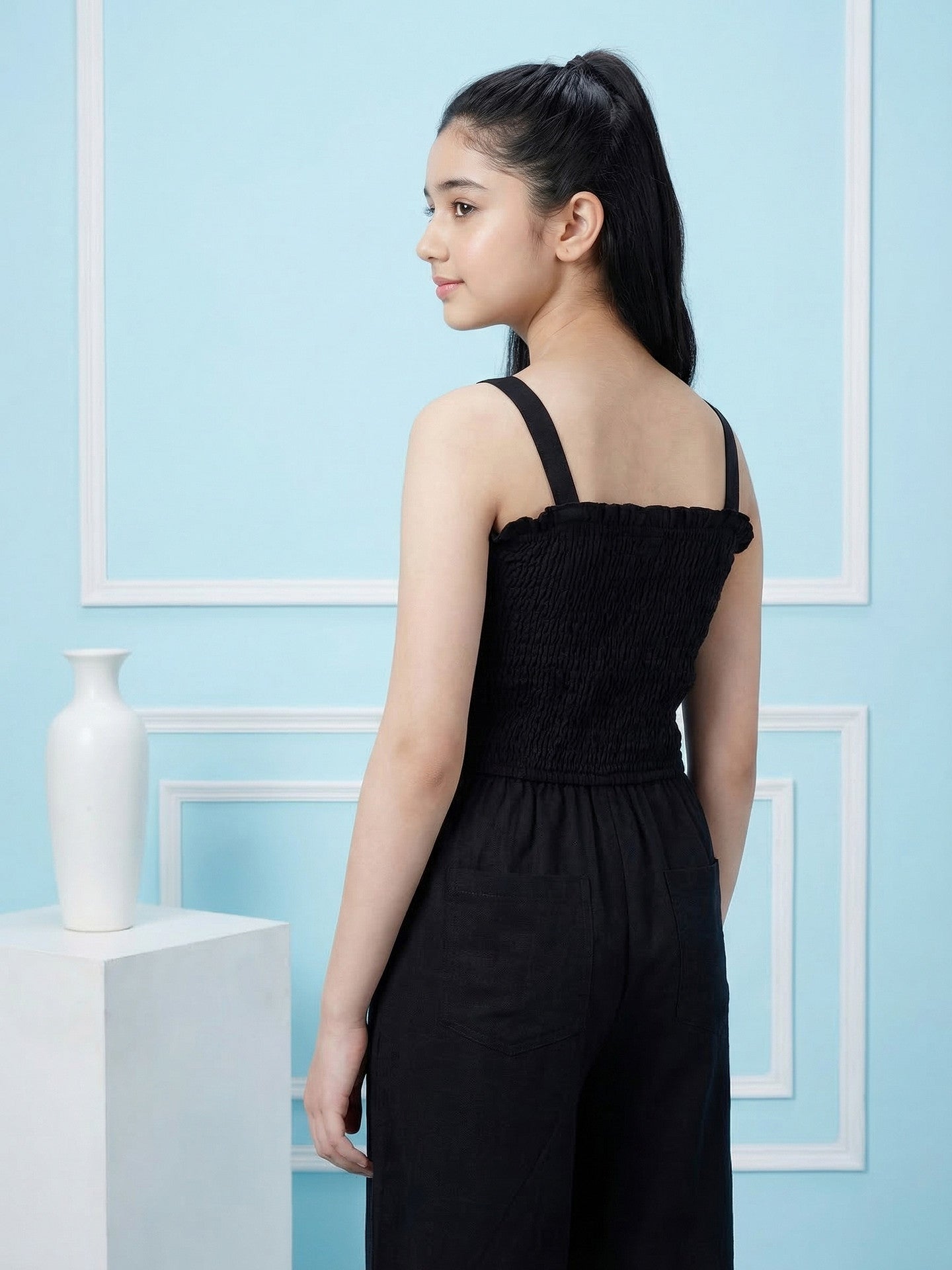 Lil Tomatoes Girls Cotton Jumpsuits - Black