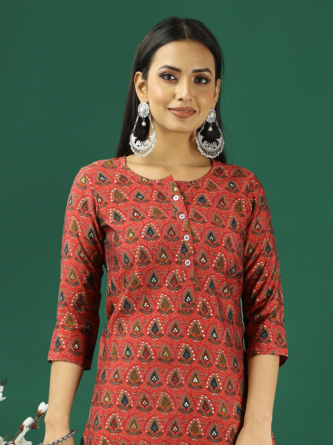 Bollywood Vogue Ready To Wear Pink Chanderi Modal Silk Kurta Set - Detail View