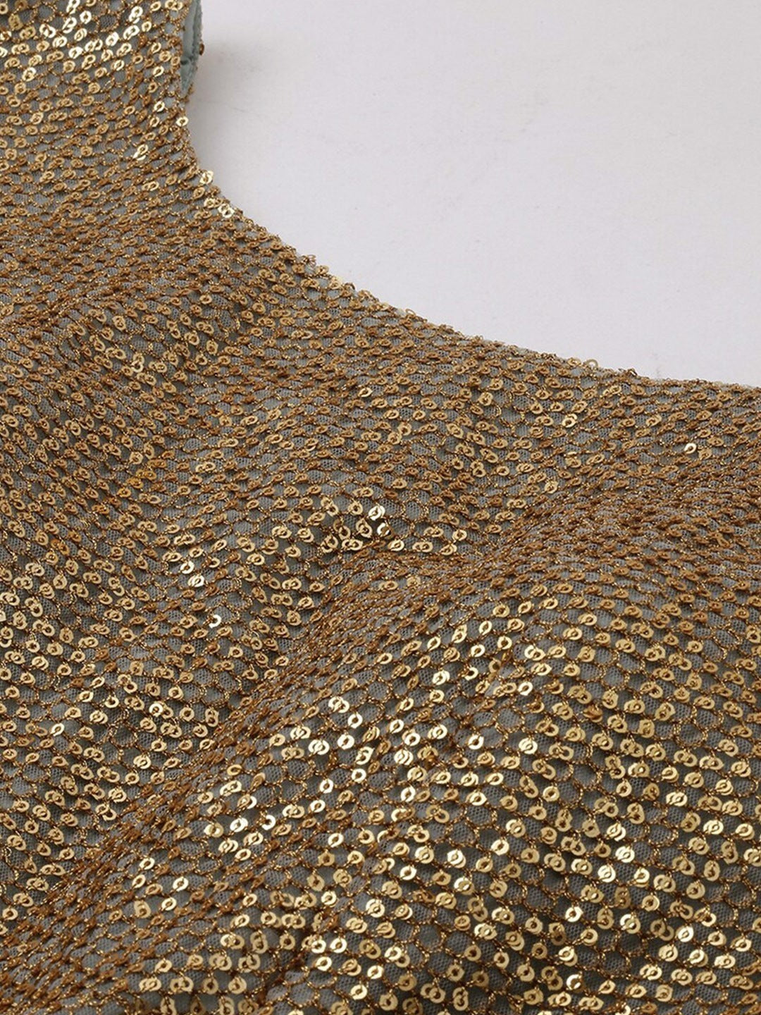Bollywood Vogue Ready To Wear Gold Sequins N Purple Georgette Flared Gown - Side View