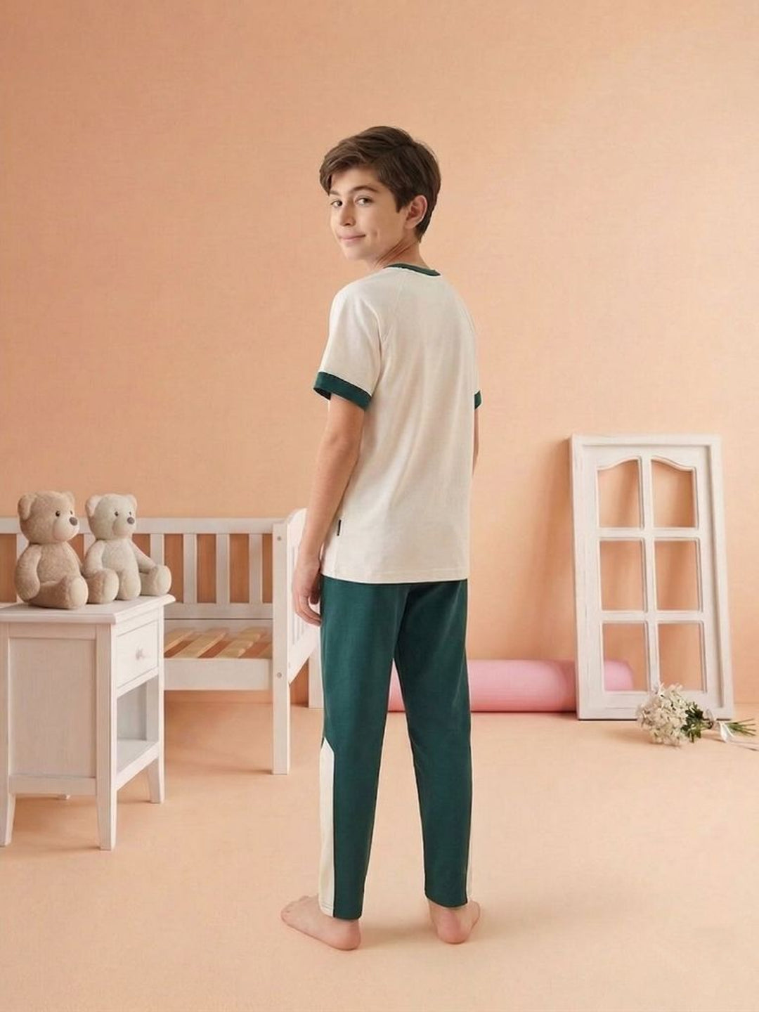 Lil Tomatoes Boys Cotton Night Suits - Cream