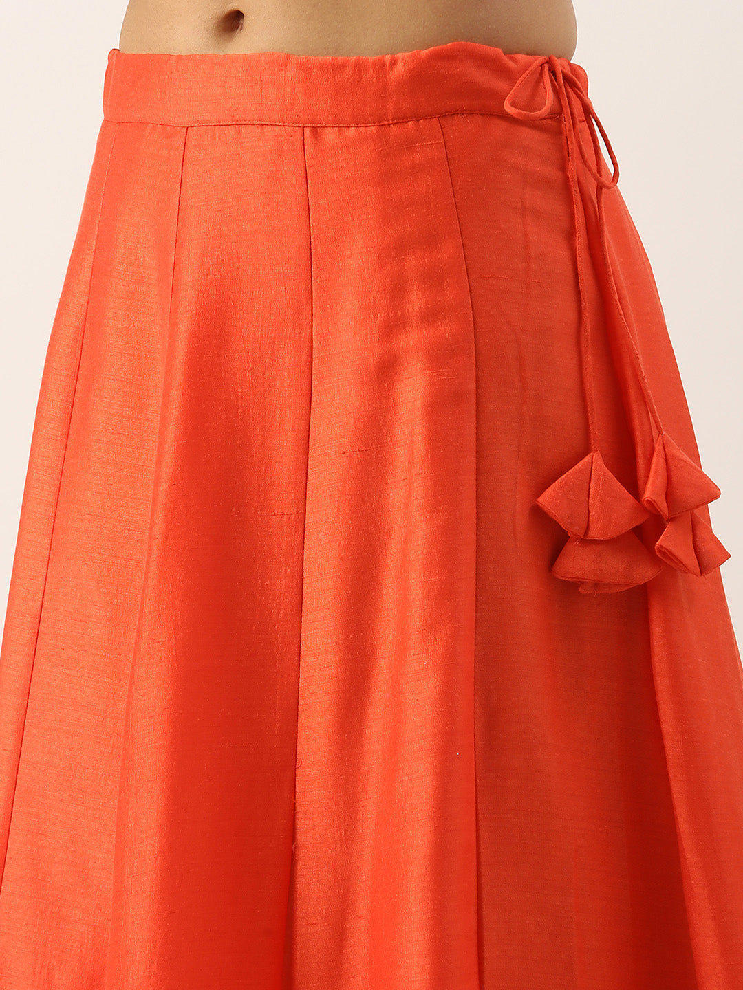 Bollywood Vogue Ready To Wear Multicolor Embroidered Silk N Orange Lehenga Set - Additional View 1