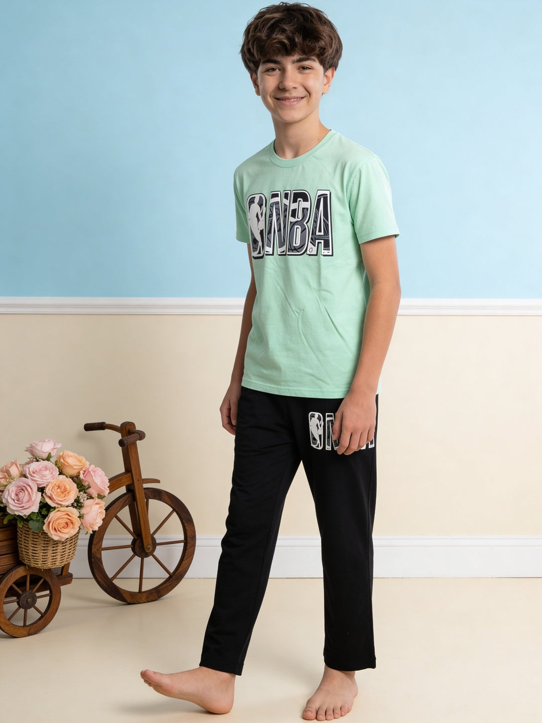 Lil Tomatoes Boys Cotton Night Suits - Light Green