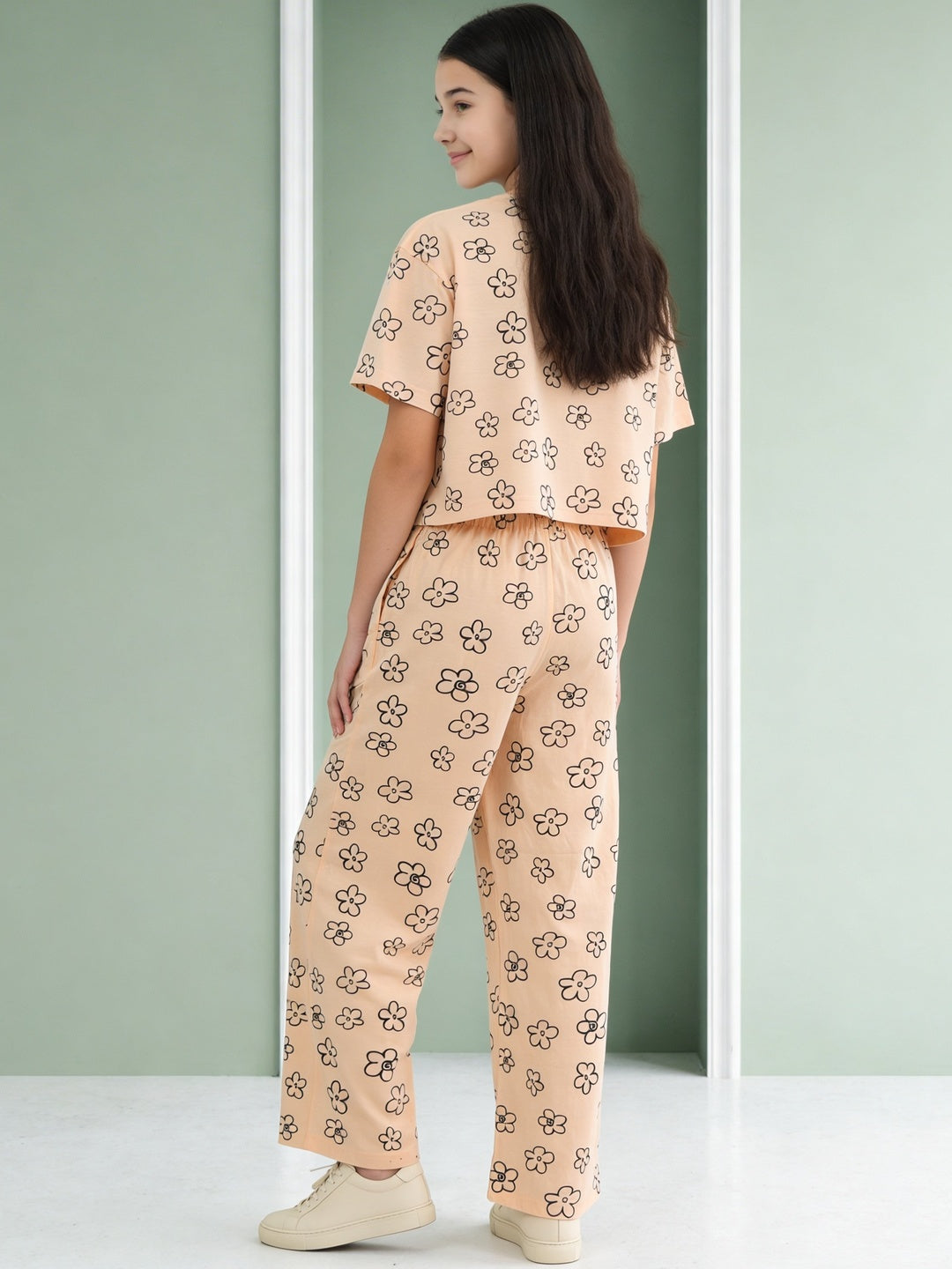 Lil Tomatoes Girls Cotton Night Suits - Peach