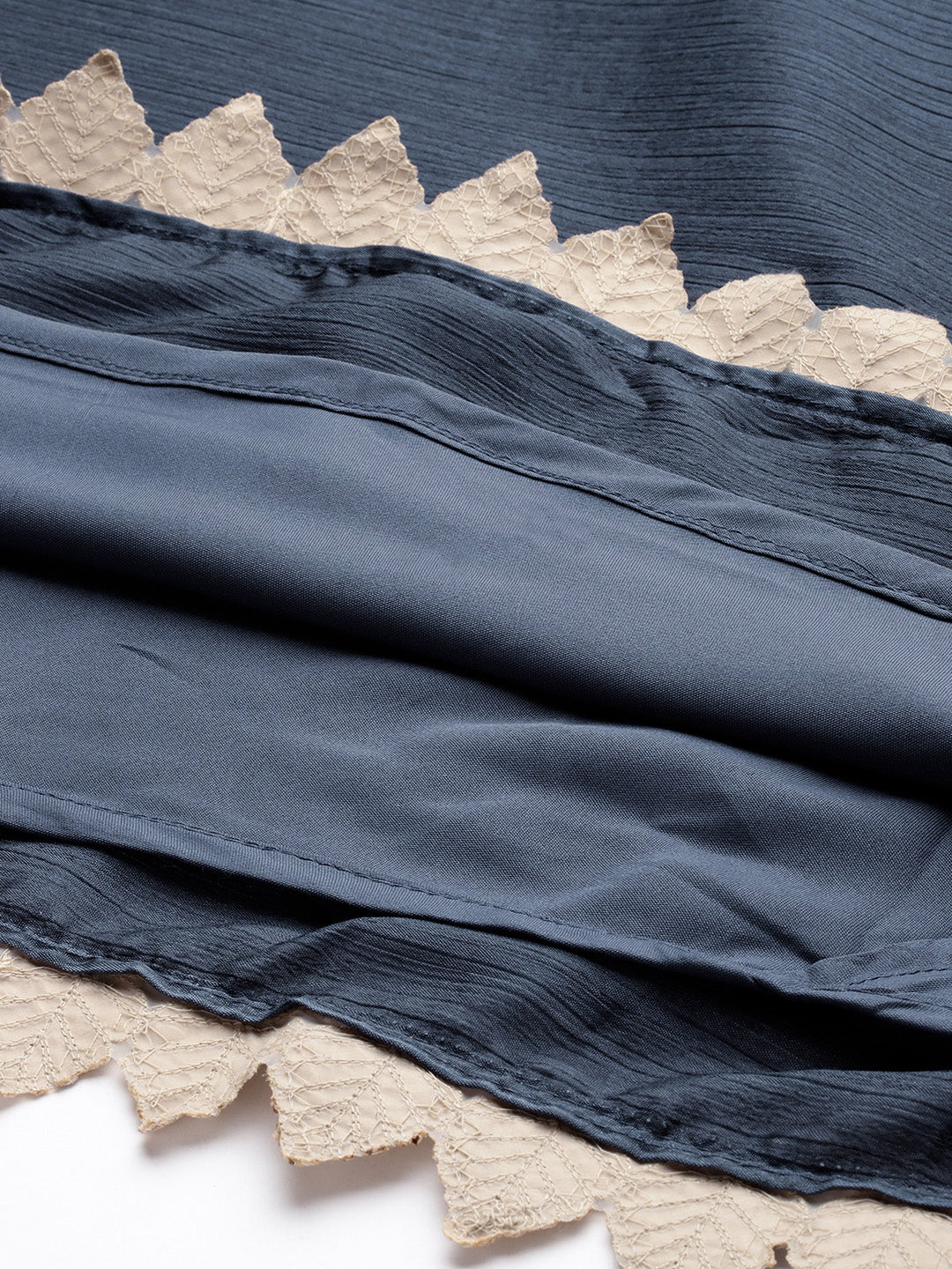 Bollywood Vogue Ready To Wear Grey Chinon Ombre N Embroidered Draped Style Gown - Detail View