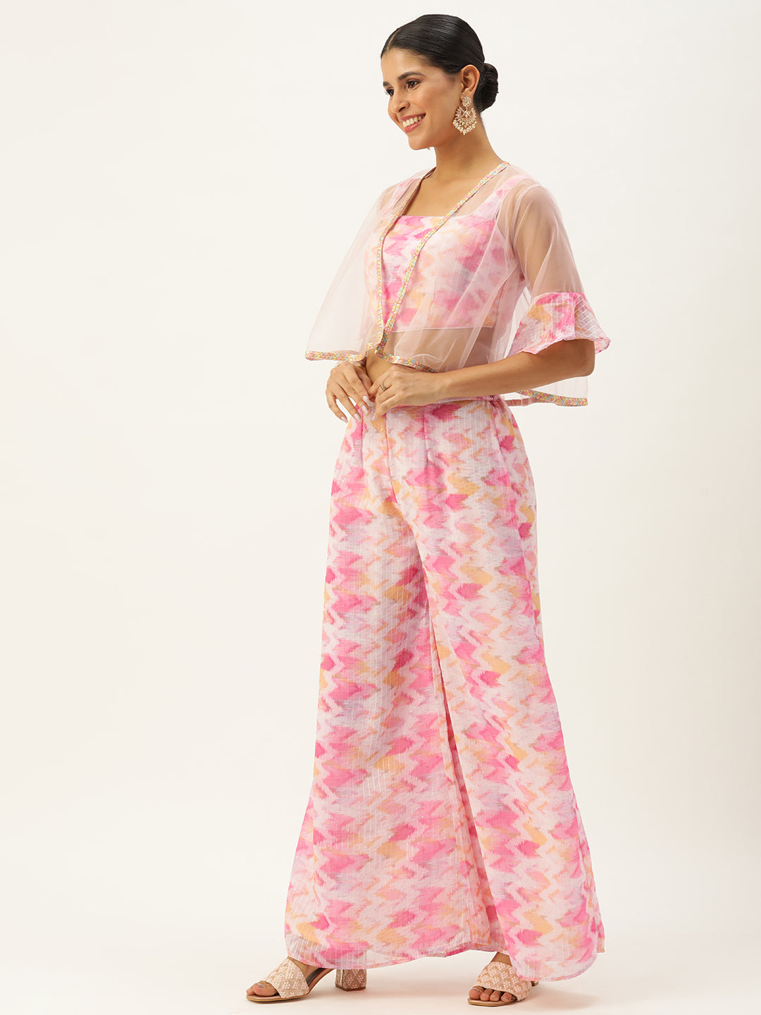 Bollywood Vogue Ready To Wear Multicolored Georgette Co Ords Set - Detail View