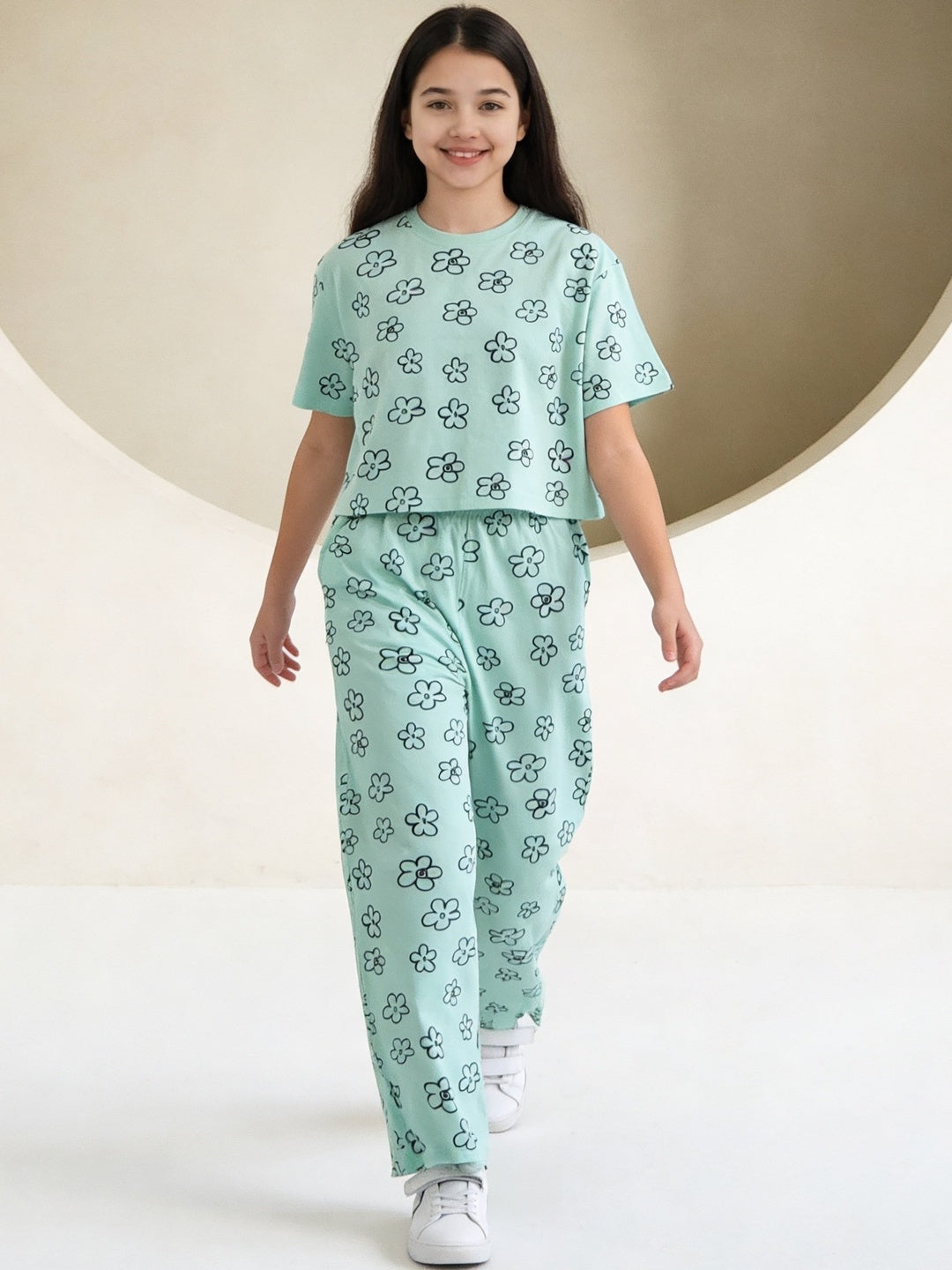 Lil Tomatoes Girls Cotton Night Suits - Light Green