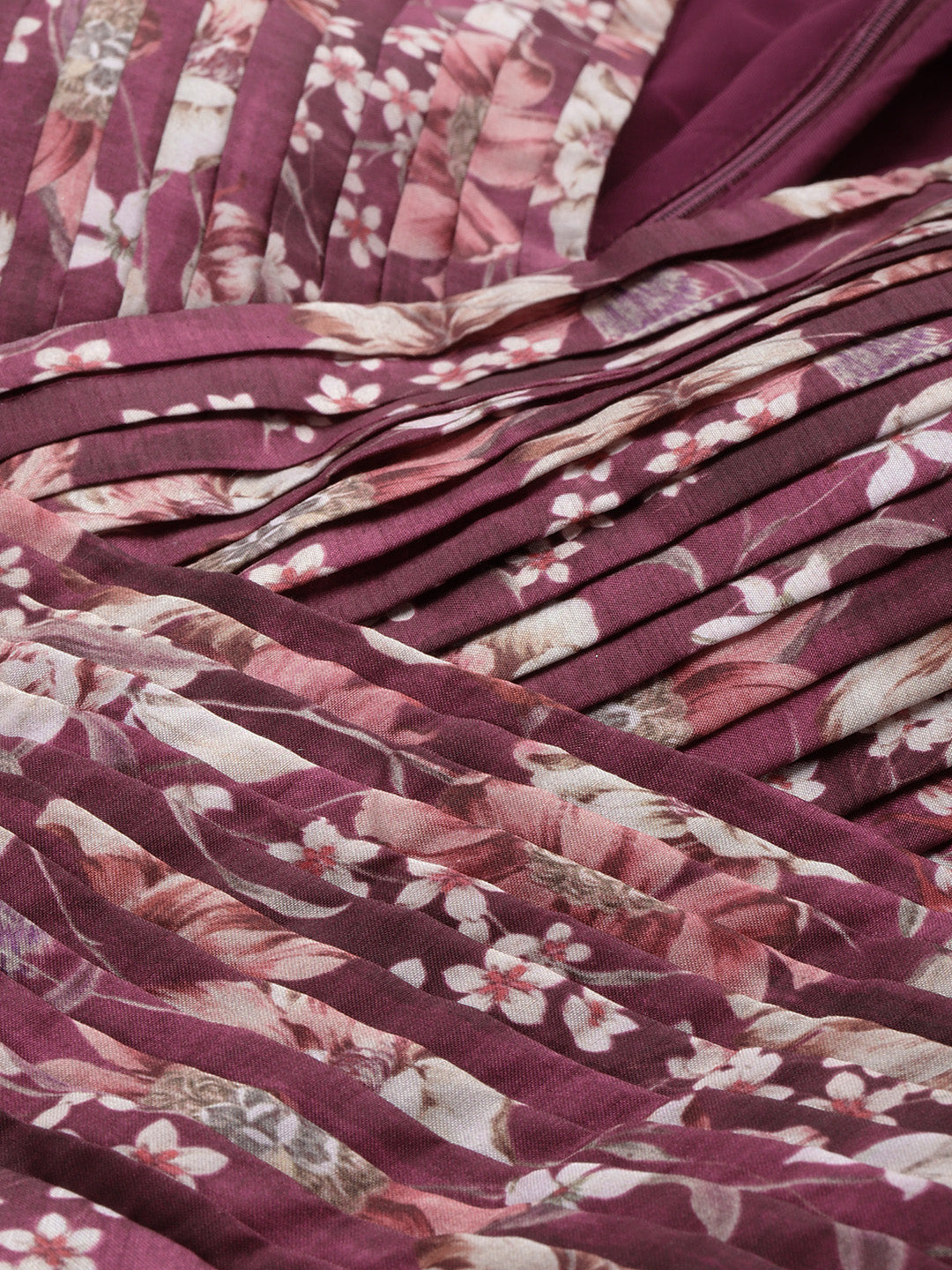 Bollywood Vogue Ready To Wear Maroon Art Silk Printed Gown - Additional View 1
