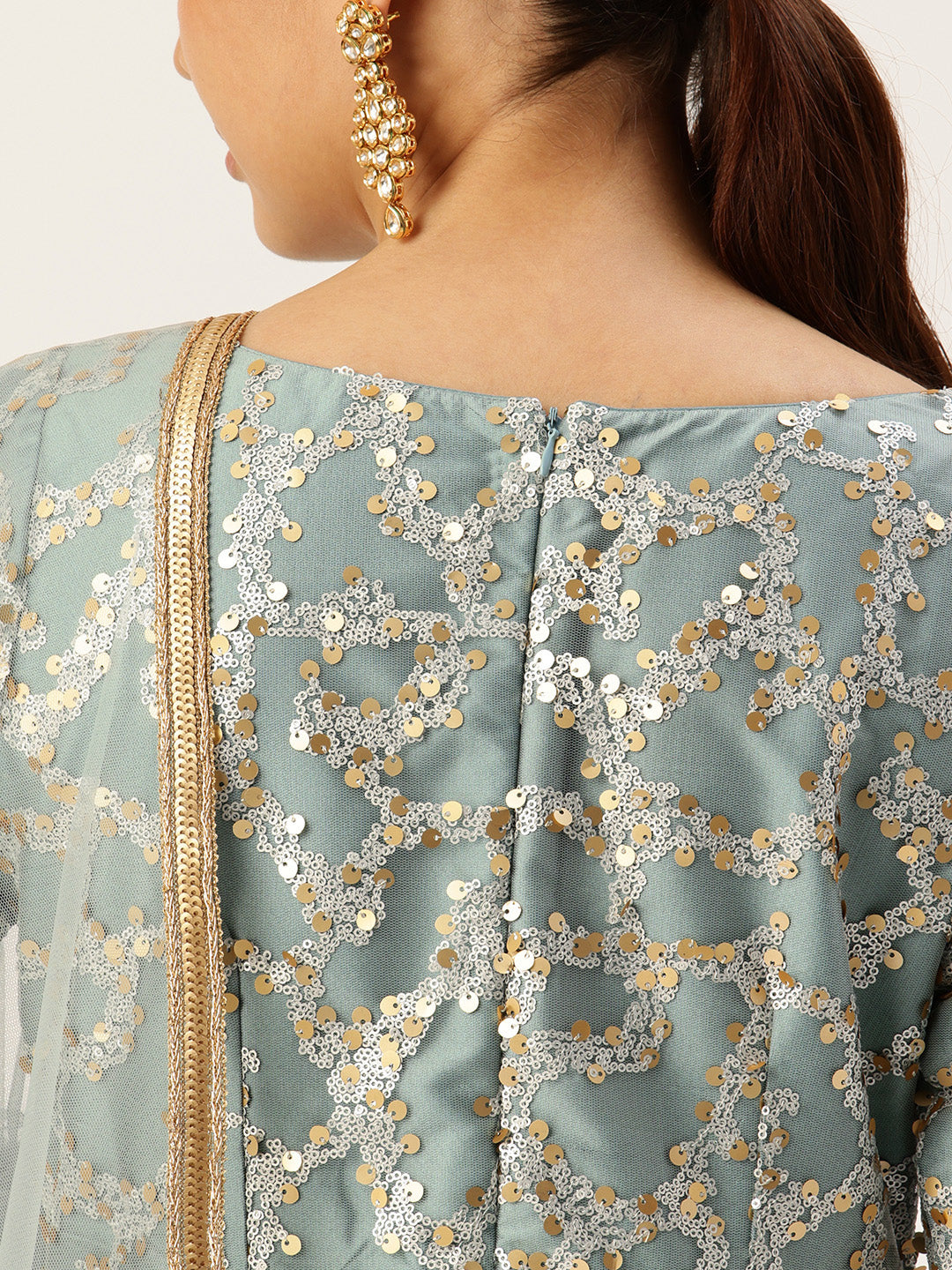Bollywood Vogue Ready To Wear Blue Embroidered Net Anarkali Suit - Look Shot