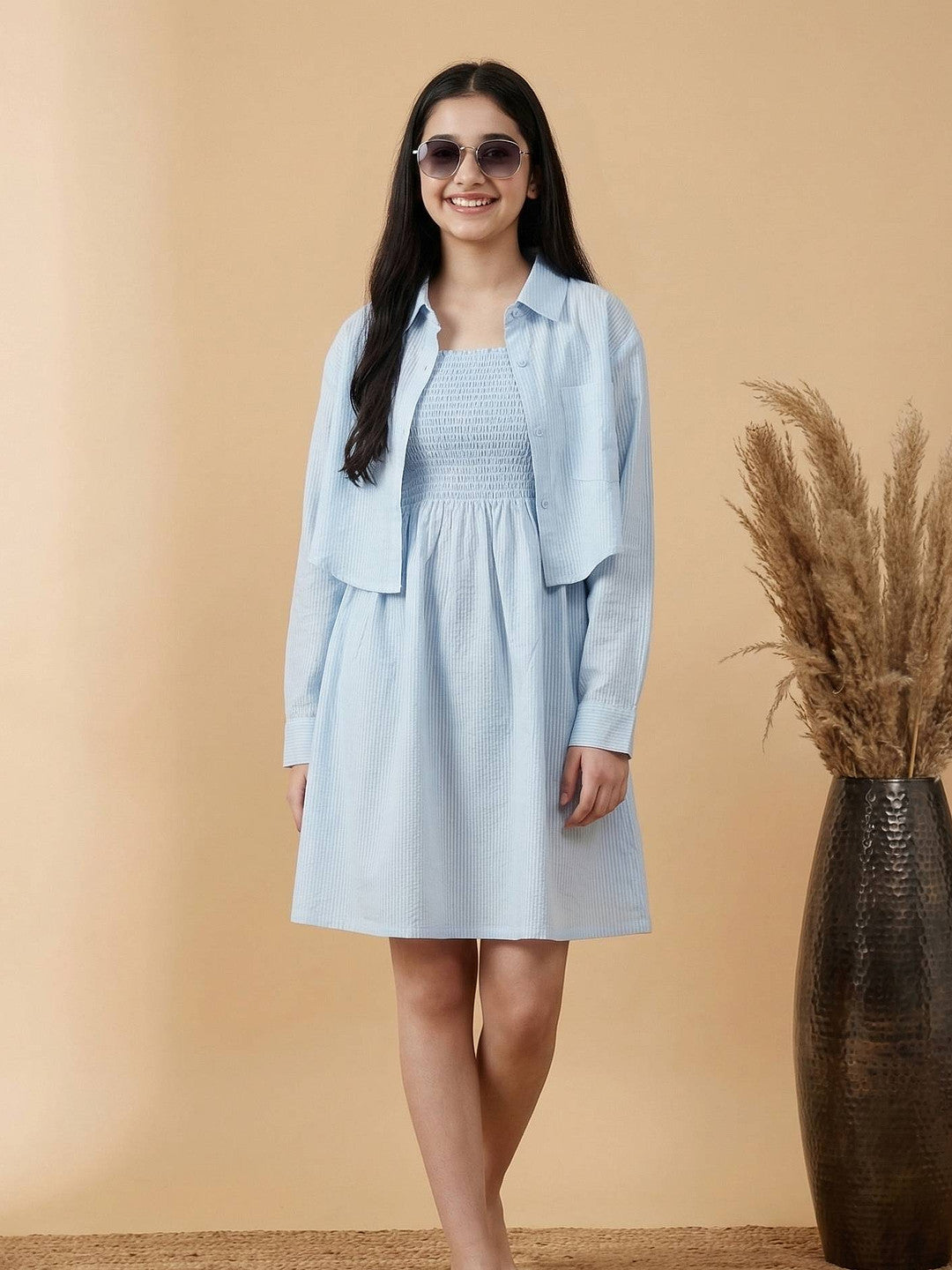 Lil Tomatoes Girls Cotton Dress - Blue