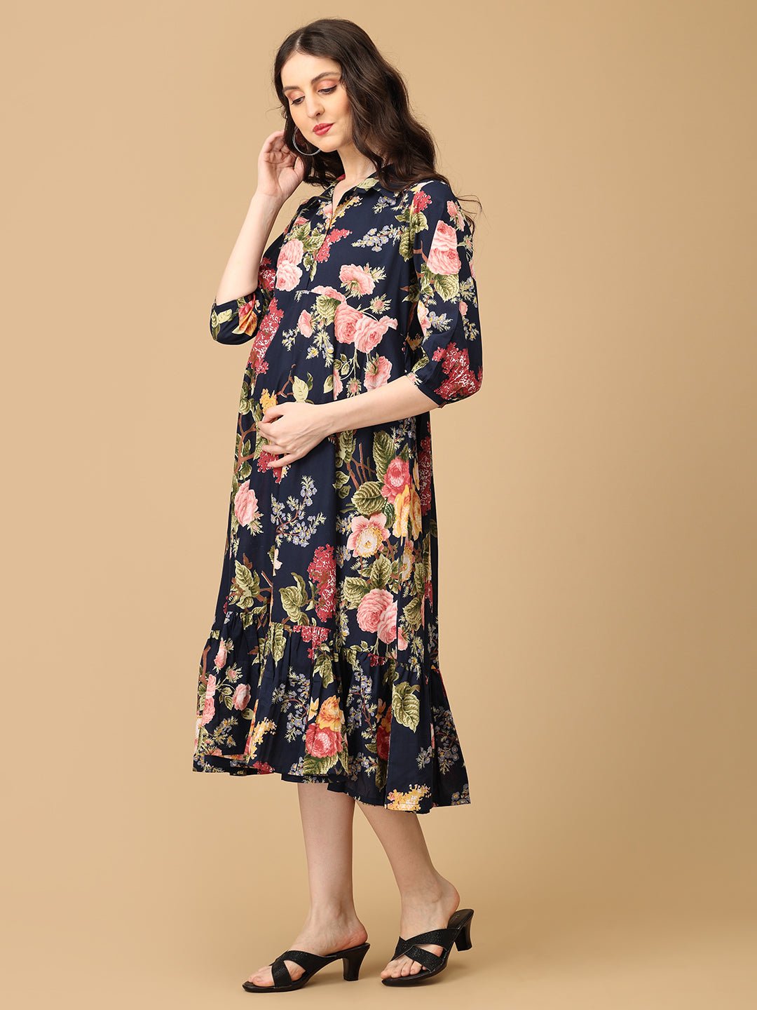 Fleur de Sombre Maternity and Nursing Dress - DRS - SK - FLED - S