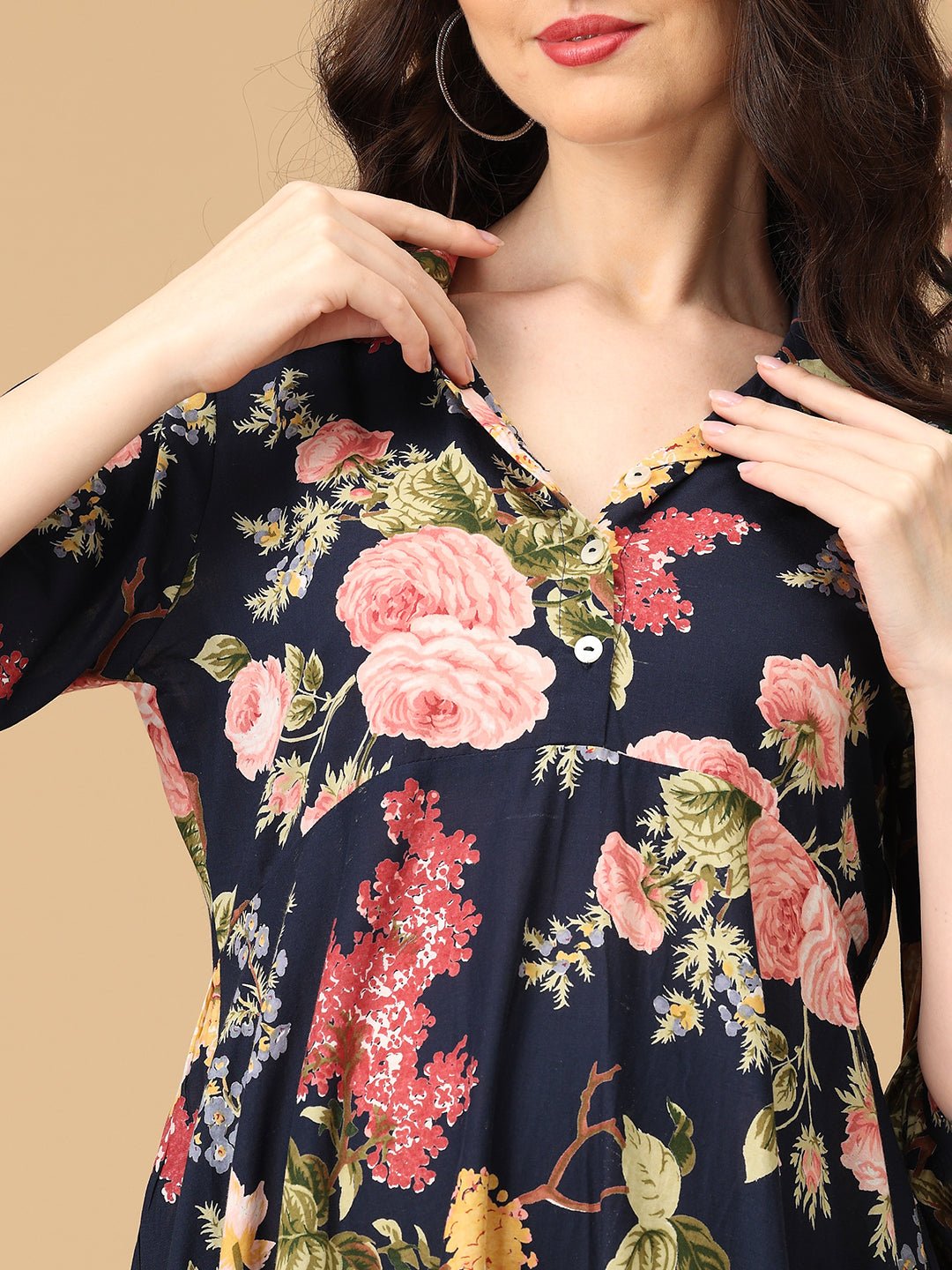 Fleur de Sombre Maternity and Nursing Dress - DRS - SK - FLED - S