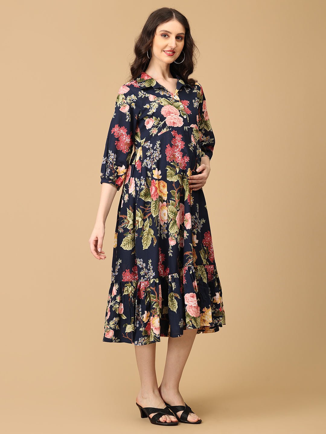 Fleur de Sombre Maternity and Nursing Dress - DRS - SK - FLED - S